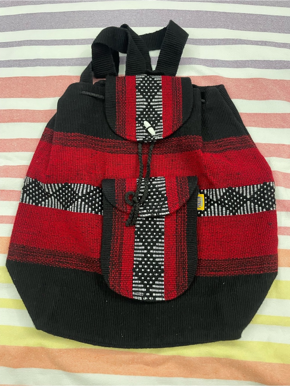 Pinzon Red & Black Woven mini Backpack- mexico artisan authentic
